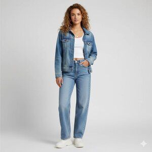 MADEWELL Womens Jacket Ellery Wash Blue Distressed Size Small